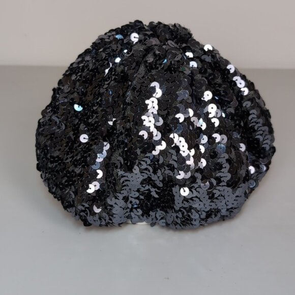 3/$20 Childrens Place Sequin Beret Hat Gunmetal Silver Gray Party Fashionista - Picture 4 of 11